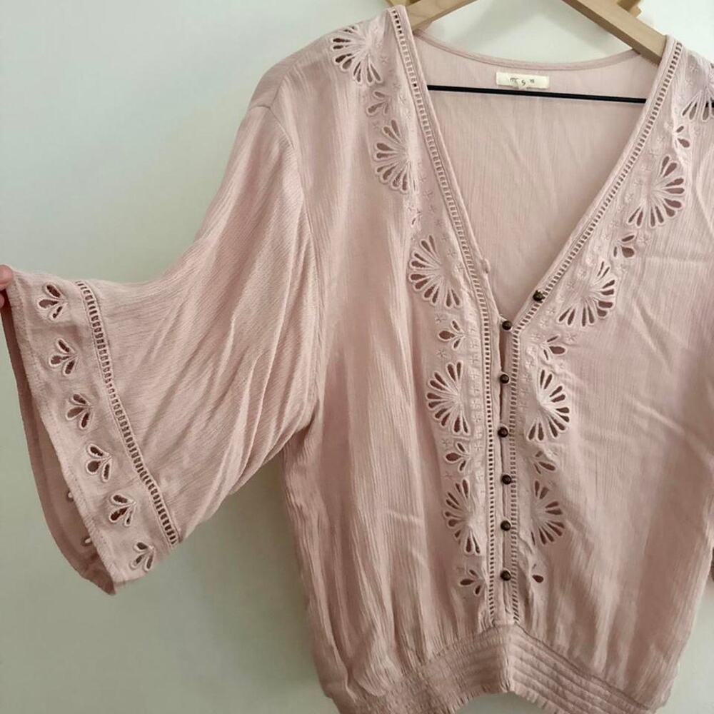 Maurices boho pink blouse with
